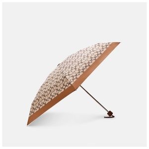 Coach UV Protection Signature Mini Umbrella in khaki saddle
